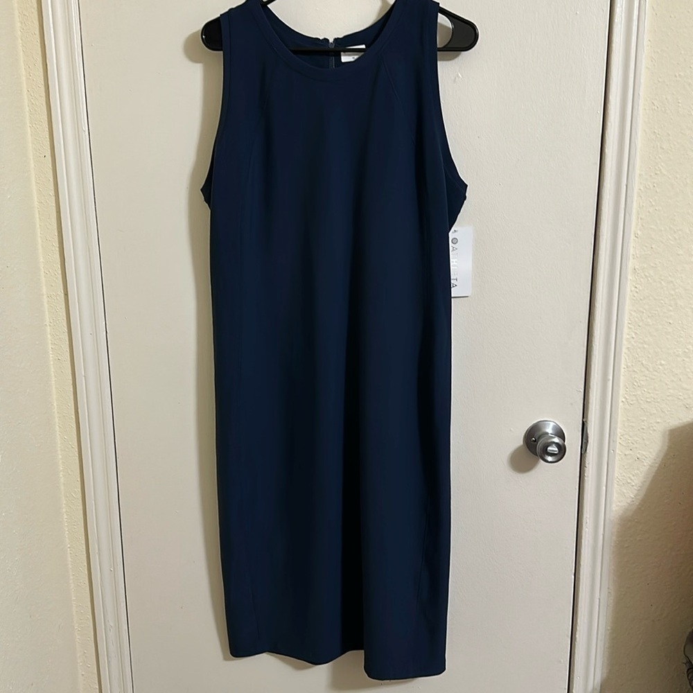 NWT Athleta‎ Navy En Route Scuba MIDI Dress